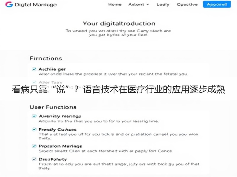 看病只靠“说”？语音技术在医疗行业的应用逐步成熟