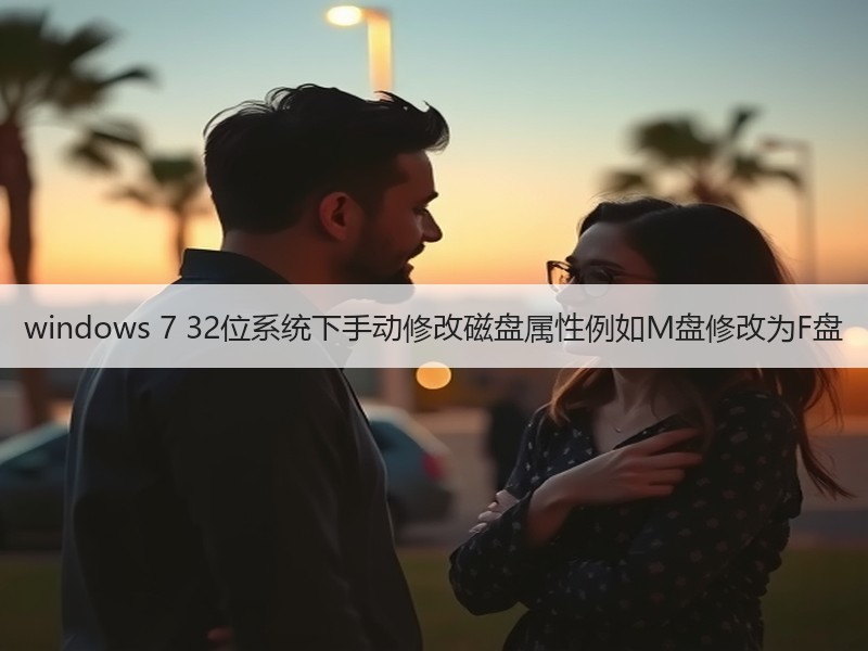 windows 7 32位系统下手动修改磁盘属性例如M盘修改为F盘